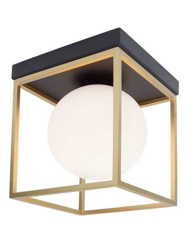 JULIET Brass & Black Metal White Opal Glass LED E14 1x5 Watt IP20 Bulb Excluded L: 18.5 W: 18.5 H: 20 cm