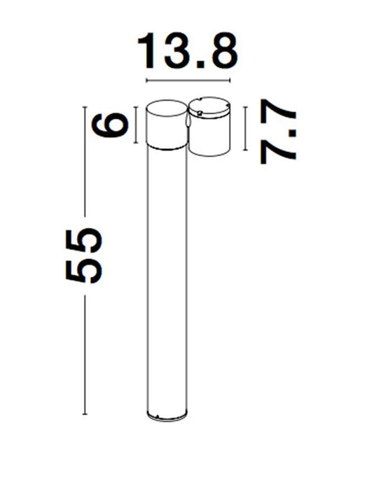 FOCUS Black Aluminium Glass Diffuser LED GU10 1x7 Watt 100-240 Volt IP54 Bulb Excluded D: 6.8 W: 13.8 H: 55 cm