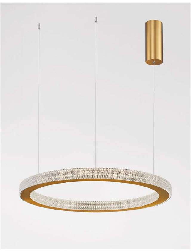 FIORE Antique Gold Brass Aluminium & Acrylic LED 60 Watt 230 Volt 3530Lm 3000K IP20 D: 60 H1: 4 H2: 120 cm