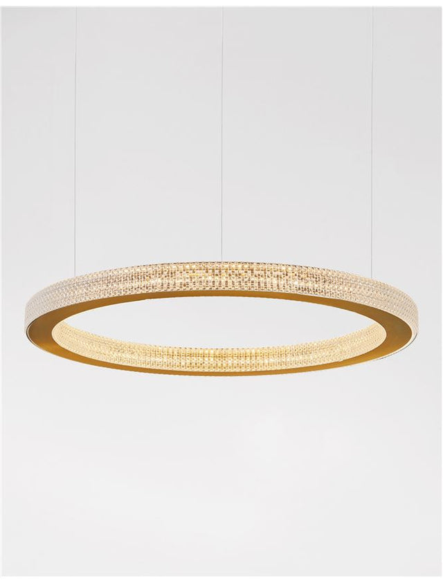 FIORE Antique Gold Brass Aluminium & Acrylic LED 60 Watt 230 Volt 3530Lm 3000K IP20 D: 60 H1: 4 H2: 120 cm
