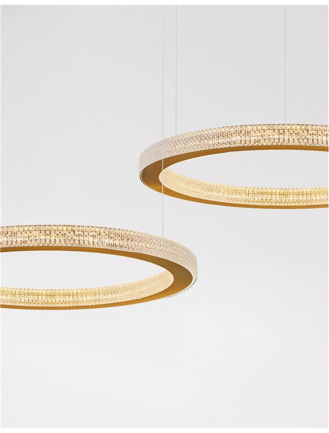 FIORE Antique Gold Brass Aluminium & Acrylic LED 60 Watt 230 Volt 3530Lm 3000K IP20 D: 60 H1: 4 H2: 120 cm