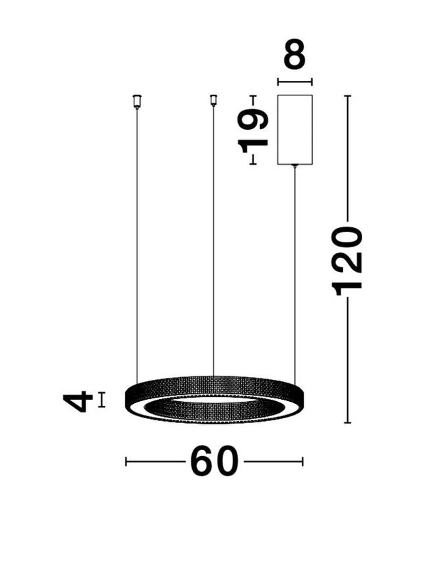 FIORE Antique Gold Brass Aluminium & Acrylic LED 60 Watt 230 Volt 3530Lm 3000K IP20 D: 60 H1: 4 H2: 120 cm