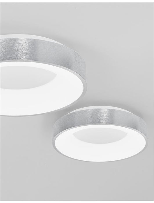 RANDO THIN Brushed Silver Aluminium & Acrylic LED 30 Watt 230 Volt 1950Lm 3000K IP20 D: 38 H: 9 cm