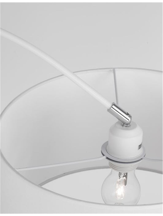 SAMA White Fabric Shade White Aluminium Base LED E27 1x12 Watt 230 Volt IP20 Bulb Excluded L: 90 H: 180 cm