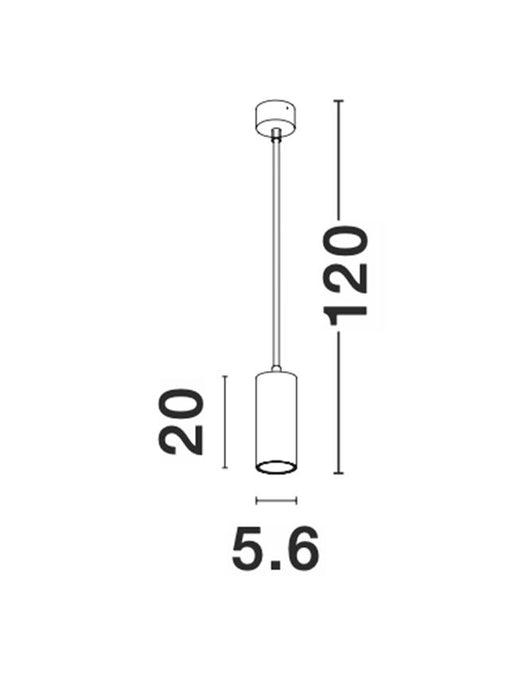 AILA Sandy White Aluminium LED GU10 1x10 Watt 230 Volt IP20 Bulb Excluded D: 5.6 H1: 20 H2: 120 cm