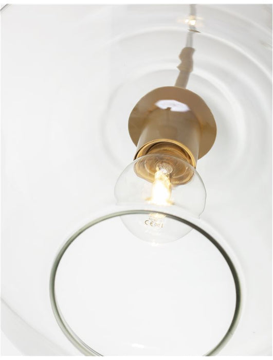 PRISMA Clear Glass Gold Metal LED E27 1x12 Watt 230 Volt IP20 Bulb Excluded D: 30 H1: 34 H2: 124 cm