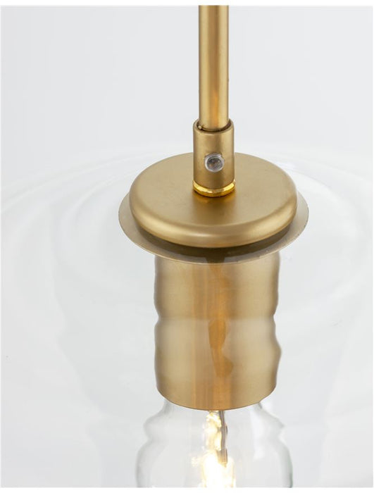 PRISMA Clear Glass Gold Metal LED E27 1x12 Watt 230 Volt IP20 Bulb Excluded D: 30 H1: 34 H2: 124 cm