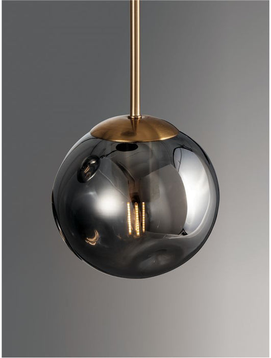 SPADA Gold Metal & Chrome Glass Black PVC Wire LED E27 1x12 Watt 230 Volt IP20 Bulb Excluded D: 15 H1: 28 H2: 180 cm