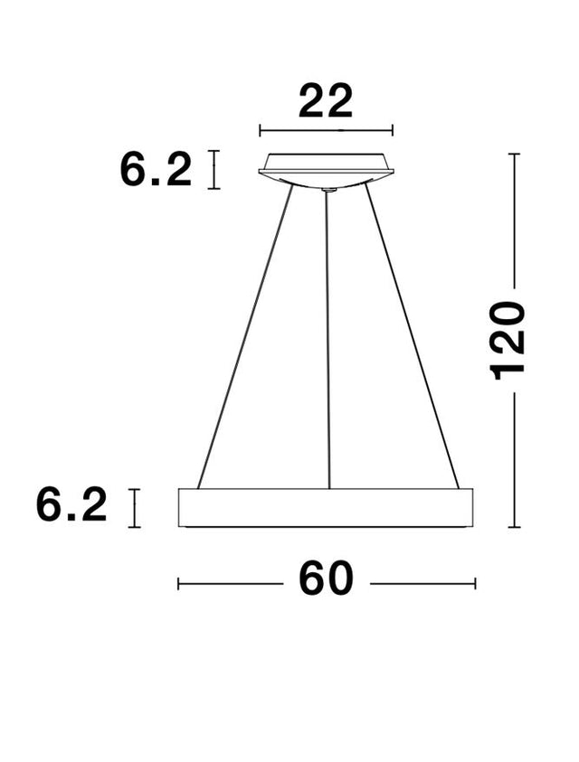 RANDO THIN Brushed Gold Aluminium & Acrylic LED 50 Watt 230 Volt 3250Lm 3000K IP20 D: 60 H: 120 cm