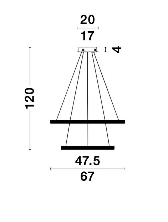 NAGER Dimmable Sandy Black Aluminium & Acrylic LED 45 Watt 230 Volt 2737Lm 3000K IP20 D1: 67 D2: 47.5 H: 120 cm