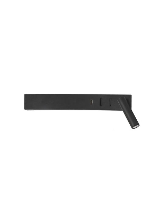 VIDA Sandy Black Metal Adjustable - Switch On/Off USB Charger LED Cree 230 Volt 3000K Backlight 5 Watt 350Lm Reader 1x3 Watt 210Lm IP20 L: 35 W: 10 H: 8 cm