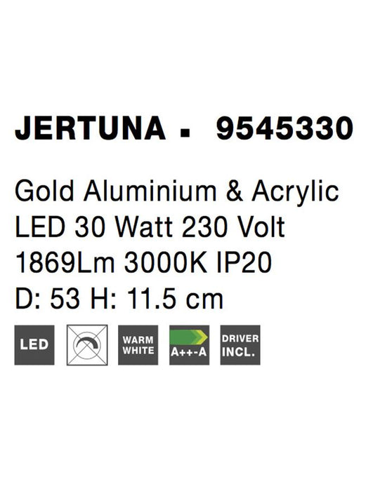 JERTUNA Gold Aluminium & Acrylic LED 30 Watt 230 Volt 1869Lm 3000K IP20 D: 53 H: 11.5 cm