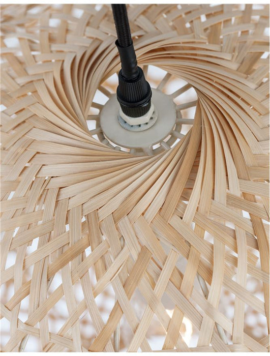 MELODY Natural Bamboo Black Fabric Wire & Base LED E27 1x12W IP20 Bulb Excluded D: 40 H1: 37 H2: 250 cm