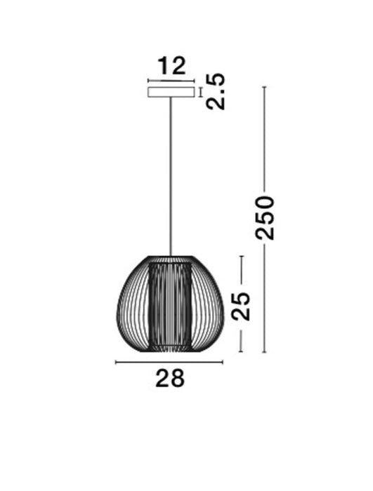 DESIRE Black Aluminium LED E27 1x12 Watt 230 Volt IP20 Bulb Excluded D: 28 H1: 25 H2: 250 cm