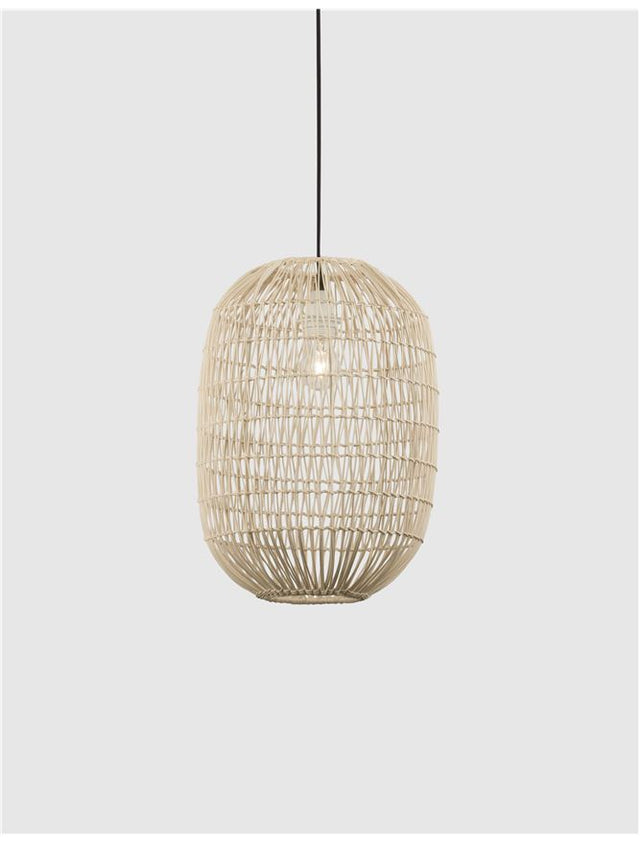 MELODY Natural Ratan Black Fabric Wire & Base LED E27 1x12W IP20 Bulb Excluded D: 30 H1: 42 H2: 250 cm