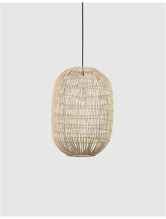 MELODY Natural Ratan Black Fabric Wire & Base LED E27 1x12W IP20 Bulb Excluded D: 30 H1: 42 H2: 250 cm