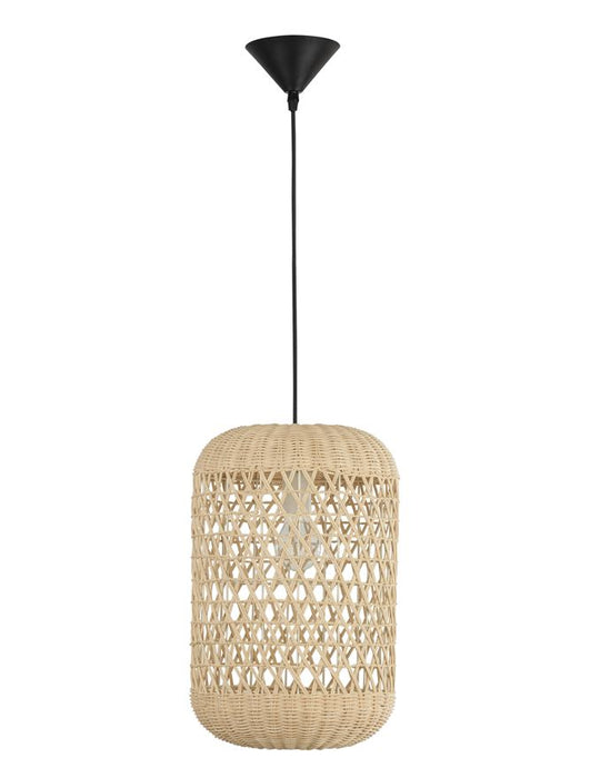 AURORA Natural Ratan Black Fabric Wire & Base LED E27 1x12W IP20 Bulb Excluded D: 24.5 H1: 37 H2: 250 cm
