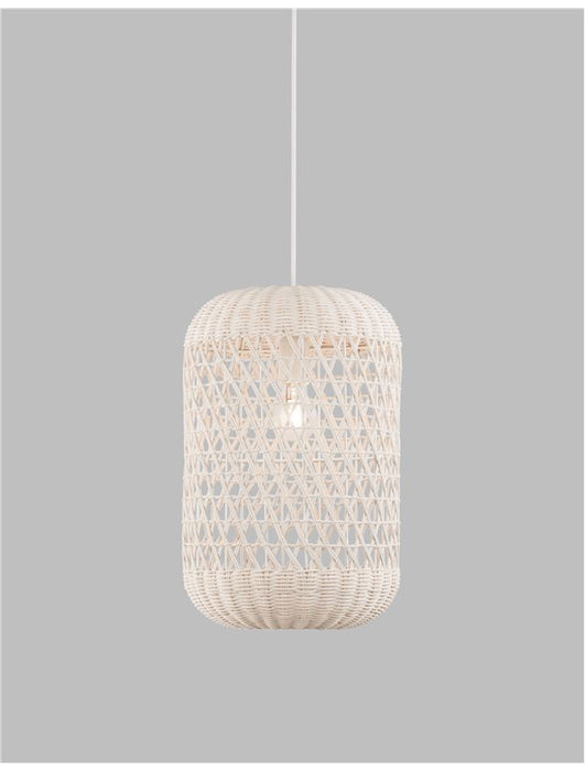 AURORA White Ratan White Fabric Wire & Base LED E27 1x12W IP20 Bulb Excluded D: 24.5 H1: 37 H2: 250 cm