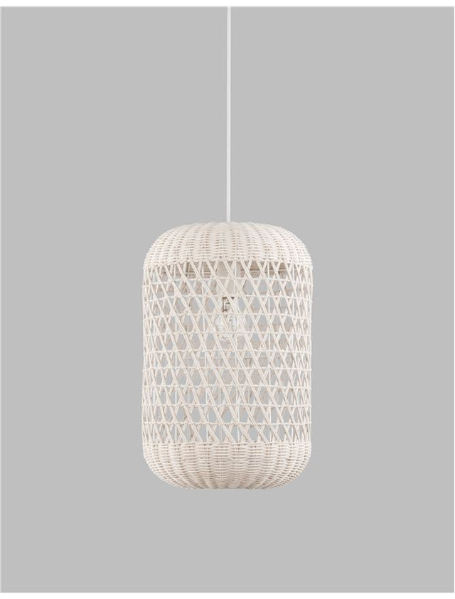 AURORA White Ratan White Fabric Wire & Base LED E27 1x12W IP20 Bulb Excluded D: 24.5 H1: 37 H2: 250 cm