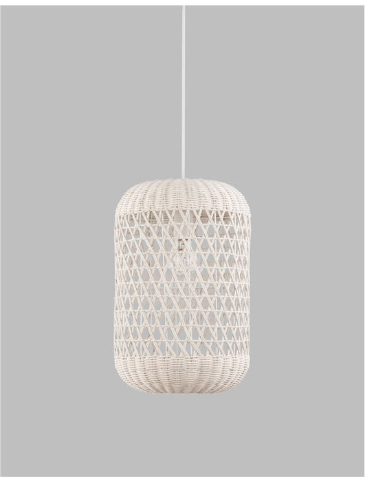 AURORA White Ratan White Fabric Wire & Base LED E27 1x12W IP20 Bulb Excluded D: 24.5 H1: 37 H2: 250 cm