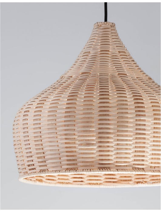 MIA Natural Ratan & Wood Black Fabric Wire & Base LED E27 1x12W IP20 Bulb Excluded D: 38.5 H: 250 cm