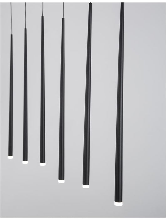 GIONO Sandy Black Aluminium
& Acrylic 
LED 18 Watt 220 Volt
1933Lm 3000K IP20
L: 90 W: 5 H1: 51 H2: 180 cm Adjustable Height