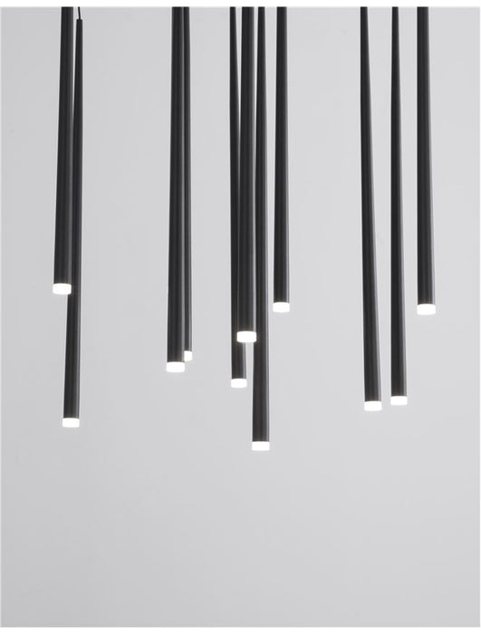 GIONO Sandy Black Aluminium & Acrylic LED 12x3 Watt 230 Volt 2280Lm 3000K IP20 D: 50 H1: 51 H2: 230 cm