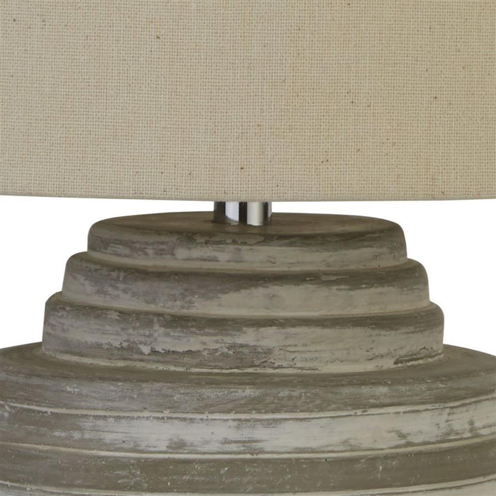 LIANA GREY RIDGED CEMENT TABLE LAMP WITH GREY SHADE