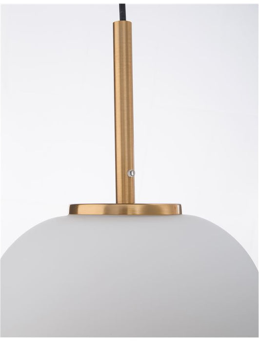 LATO Opal Glass Antique Brass Metal Black Fabric Wire LED E27 1x12 Watt 230 Volt IP20 Bulb Excluded D: 22 H1: 40 H2: 120 cm