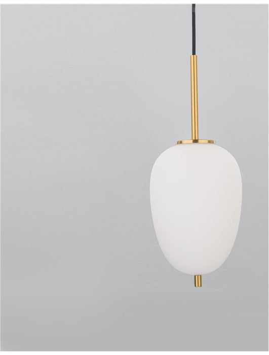 LATO Opal Glass Antique Brass Metal Black Fabric Wire LED E14 1x5 Watt 230 Volt IP20 Bulb Excluded D: 15.8 H1: 23 H2: 120 cm