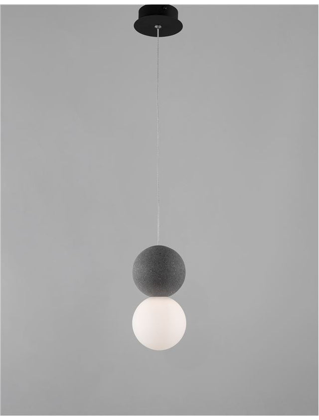 ZERO Gray Concrete Opal Glass & Black Aluminium LED G9 1x5 Watt IP20 220-240 Volt Bulb Excluded 10 D: 10 H1: 19.5 H2: 120 cm