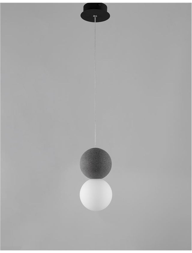 ZERO Gray Concrete Opal Glass & Black Aluminium LED G9 1x5 Watt IP20 220-240 Volt Bulb Excluded 10 D: 10 H1: 19.5 H2: 120 cm