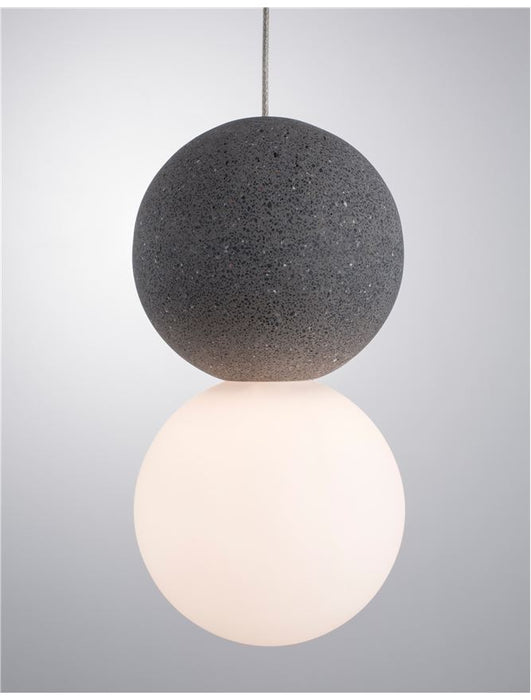 ZERO Gray Concrete Opal Glass & Black Aluminium LED G9 1x5 Watt IP20 220-240 Volt Bulb Excluded 10 D: 10 H1: 19.5 H2: 120 cm