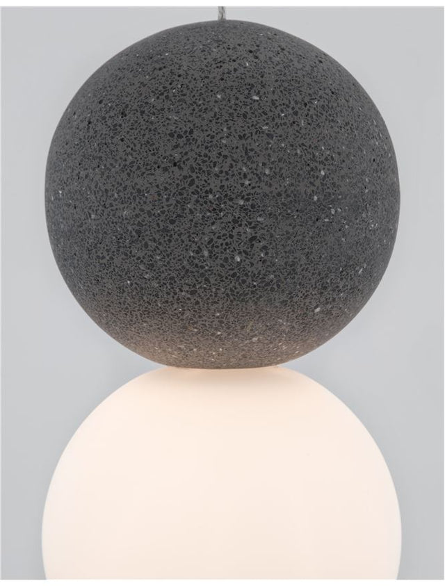 ZERO Gray Concrete Opal Glass & Black Aluminium LED G9 1x5 Watt IP20 220-240 Volt Bulb Excluded 10 D: 10 H1: 19.5 H2: 120 cm