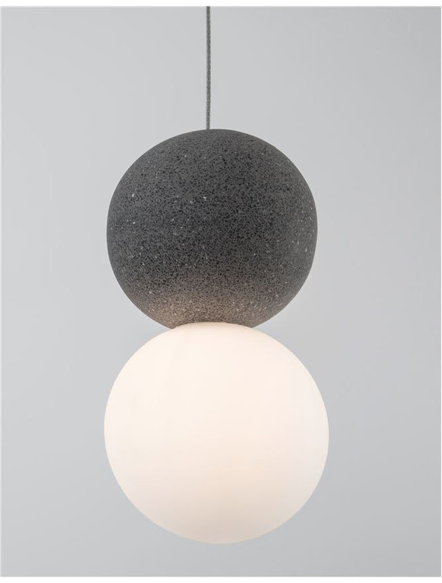 ZERO Gray Concrete Opal Glass & Black Aluminium LED G9 1x5 Watt IP20 220-240 Volt Bulb Excluded 10 D: 10 H1: 19.5 H2: 120 cm