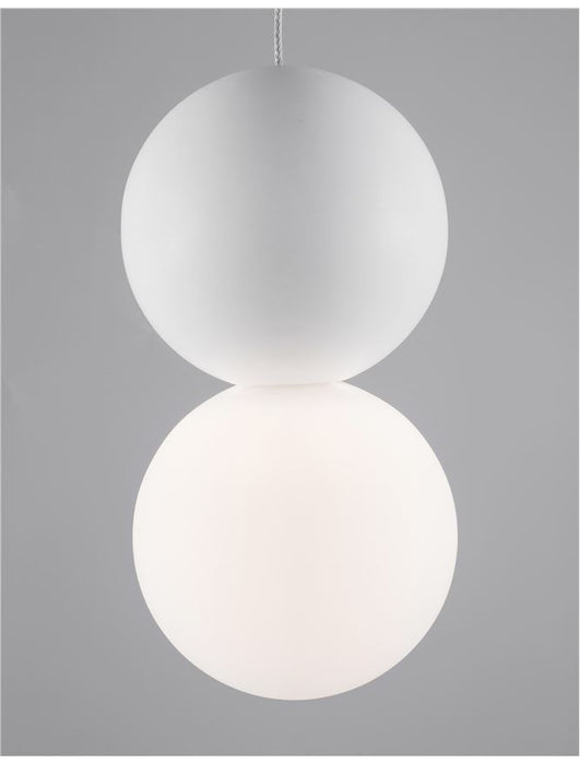 ZERO White Gypsum Opal Glass & White Aluminium LED G9 1x5 Watt IP20 220-240 Volt Bulb Excluded D: 10 H1: 19.5 H2: 120 cm