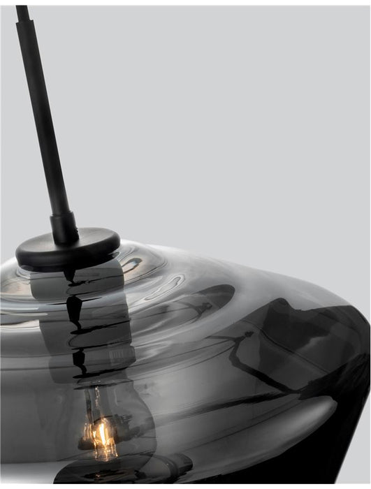 VEIRO Chrome Glass Black Metal Black Fabric Wire LED E27 1x12 Watt 230 Volt IP20 Bulb Excluded D: 30 H1: 21.8 H2: 120 cm