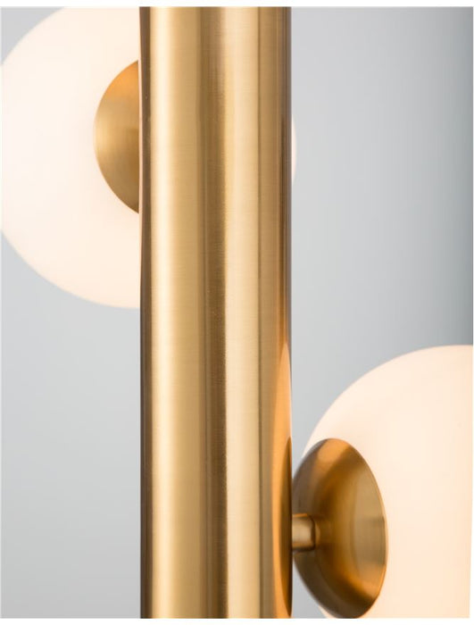 JAKLIN Opal Glass Antique Brass Metal Gold Fabric Wire LED G9 5x5 Watt 230 Volt IP20 Bulb Excluded D: 31.5 H1: 72 H2: 150 cm