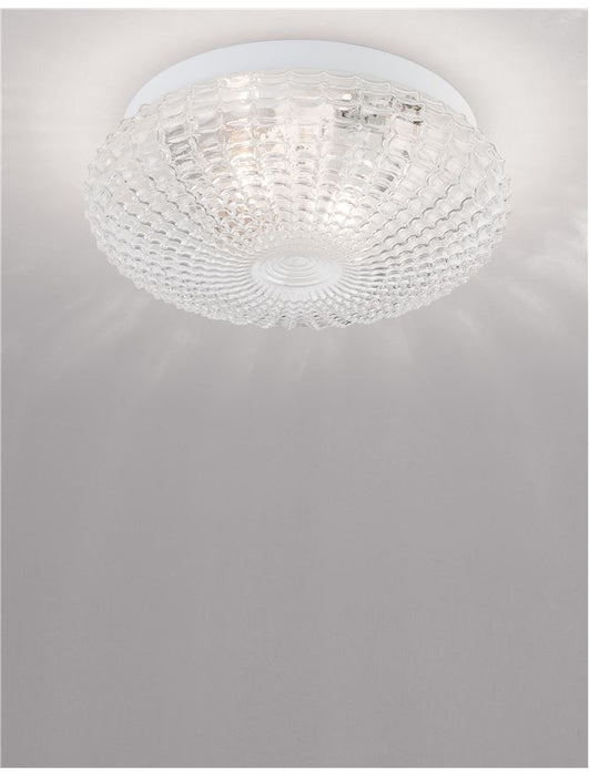 CLAM Clear Glass White Metal LED E27 2x12 Watt 230 Volt IP44 Bulb Excluded D: 30 H: 12 cm