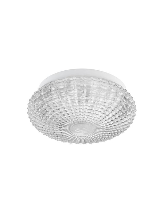 CLAM Clear Glass White Metal LED E27 2x12 Watt 230 Volt IP44 Bulb Excluded D: 30 H: 12 cm