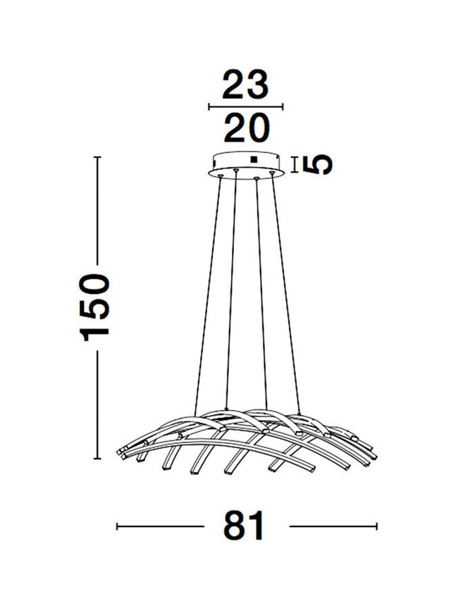 NARVI Dimmable Sandy Black Aluminium & Acrylic LED 83 Watt 230 Volt 4000Lm 3000K IP20 D : 81 W: 81 H: 150 cm