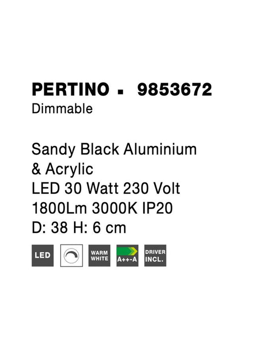 PERTINO Sandy White Aluminium & Acrylic LED 30 Watt 230 Volt 1800Lm 3000K IP20 D: 38 H: 6 cm