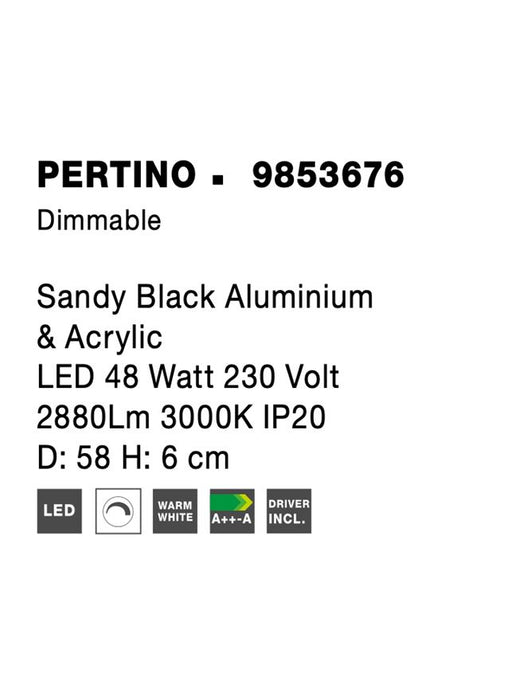 PERTINO Sandy White Aluminium & Acrylic LED 48 Watt 230 Volt 2880Lm 3000K IP20 D: 58 H: 6 cm