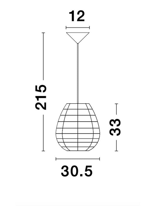 GRIFFIN Black Paper Black Fabric Wire & Base LED E27 1x12 Watt 230 Volt IP20 Bulb Excluded D: 30.5 H1: 33 H2: 215 cm