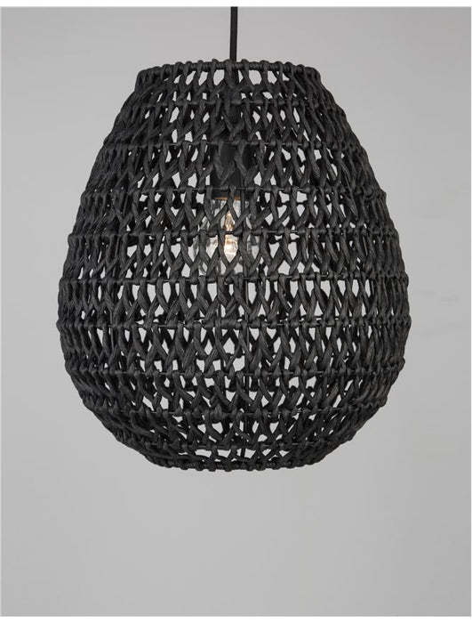 GRIFFIN Black Paper Black Fabric Wire & Base LED E27 1x12 Watt 230 Volt IP20 Bulb Excluded D: 30.5 H1: 33 H2: 215 cm