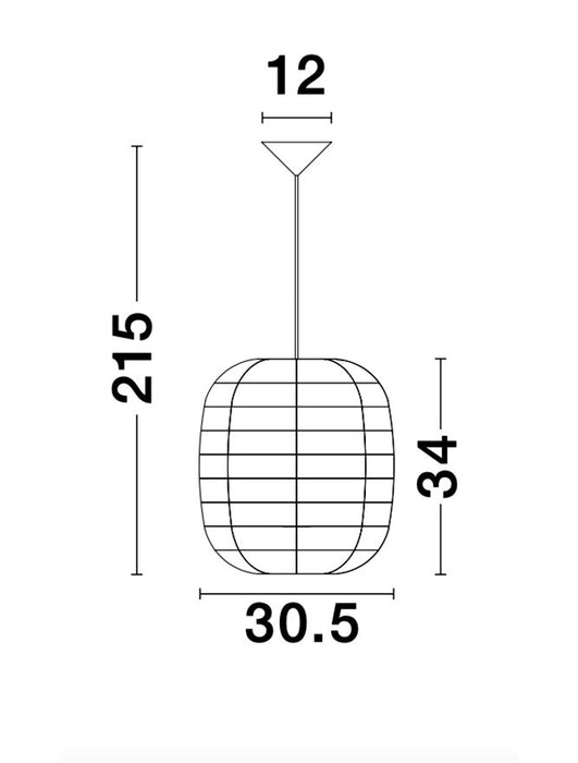 MELODY Natural Ratan Black Fabric Wire & Base LED E27 1x12 Watt 230 Volt IP20 Bulb Excluded D: 30.5 H1: 34 H2: 215 cm