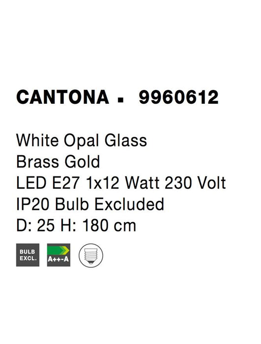 CANTONA White Opal Glass Brass Gold