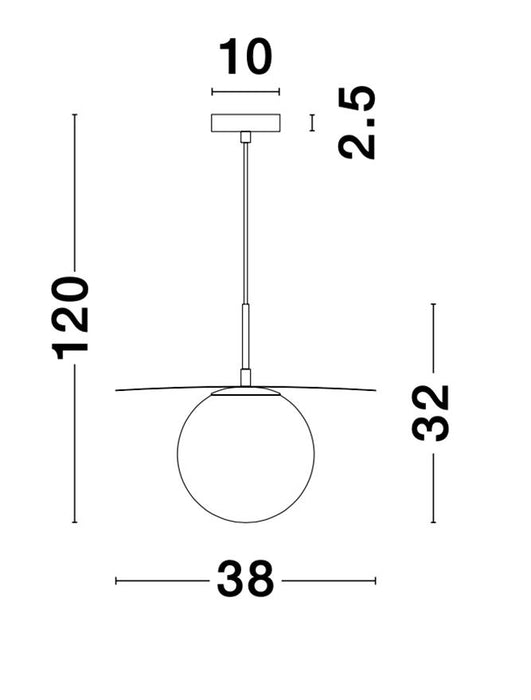 OBBIT Opal Glass Matt Black Metal LED E27 1x12 Watt 230 Volt IP20 Bulb Excluded D: 38 H1: 32 H2: 120 cm