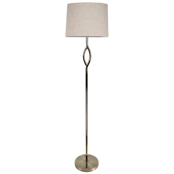 DECO ANTIQUE BRASS LAMP C/W OATMEAL COLO