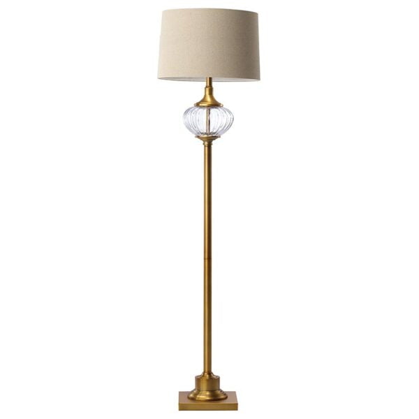 60" PUMKIN SHAPE FLOOR LAMP IN AGED GOLD